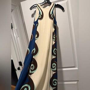 LA DoubleJ Cream and Blue Maxi Dress